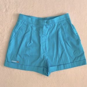 {VTG} Ellesse | 80s High Waisted Pleated Cuffed Tennis Shorts Made in Italy Blue